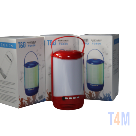 COLUNA DE SOM PORTÁTIL WIRELESS TG-606 AUX/USB/CARTÃO DE MEMÓRIA VERMELHO